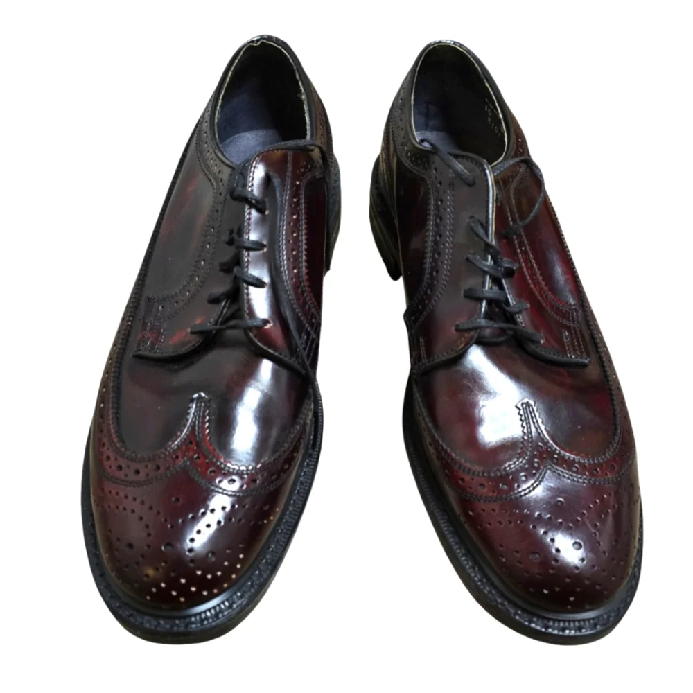 British Walkers Long Wingtip Oxford Custom Dress Shoes Burgundy Men Size 10 D